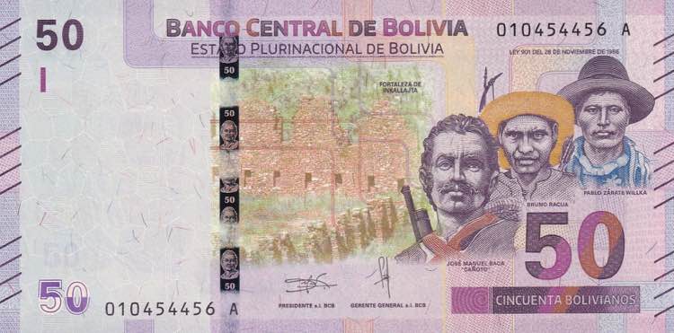 Bolivia, 50 Bolivianos, 1986/2018, ... 