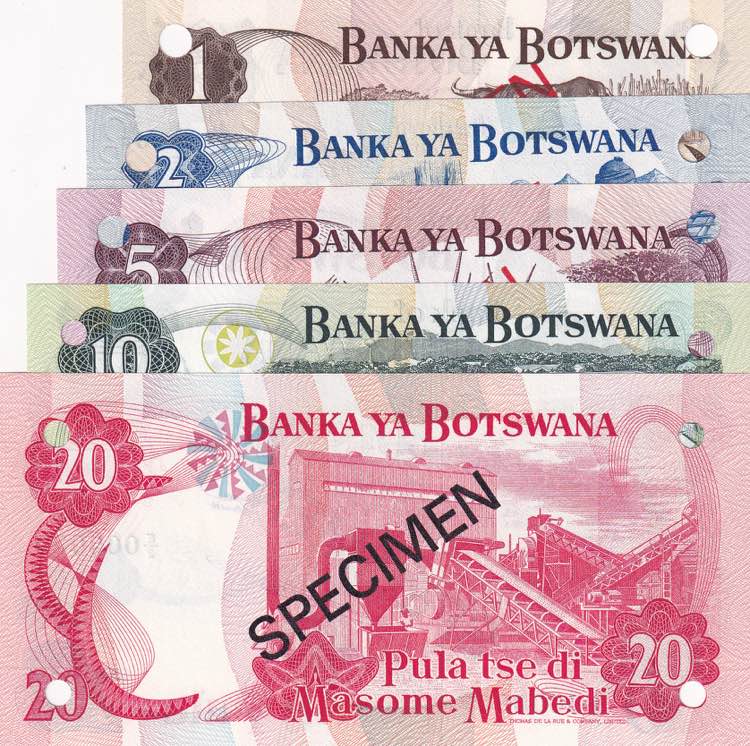 Botswana, 1-2-5-10-20 Pula, ... 
