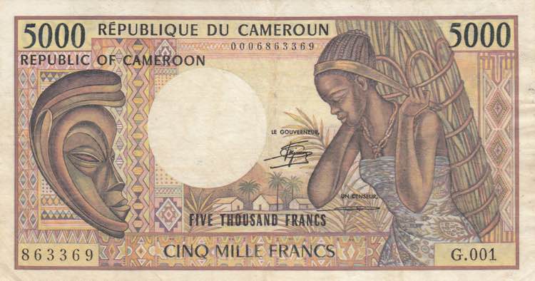 Cameroun, 5.000 Francs, 1984/1992, ... 