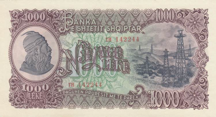 Albania, 1.000 Leke, 1957, UNC, ... 