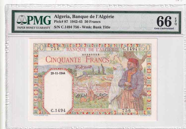 Algeria, 50 Francs, 1942/1945, ... 