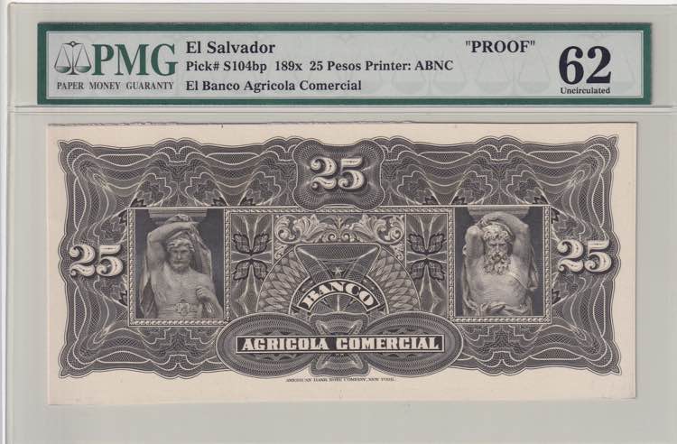 El Salvador, 25 Pesos, 189X, UNC, ... 