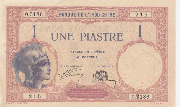 French Indo-China, 1 Piastre, ... 