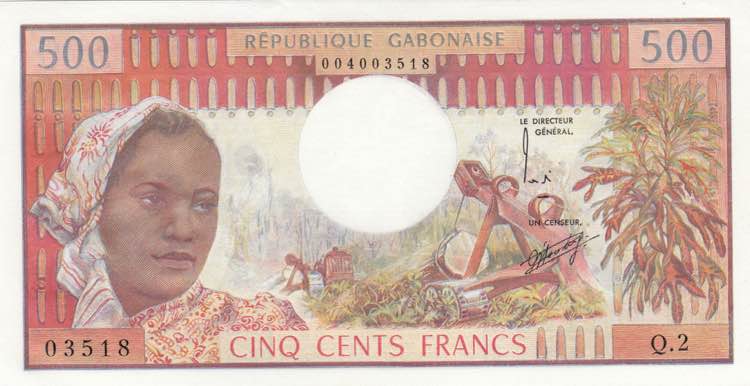 Gabon, 500 Francs, 1974, UNC, p2a