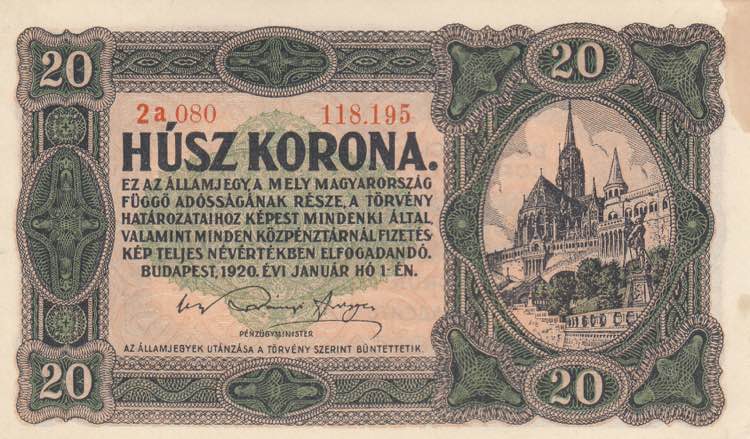 Hungary, 20 Korona, 1920, UNC(-), ... 