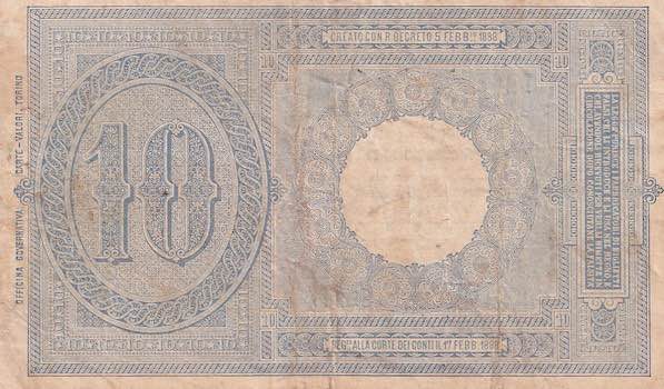Italy, 10 Lire, 1918, VF(+), p20h
