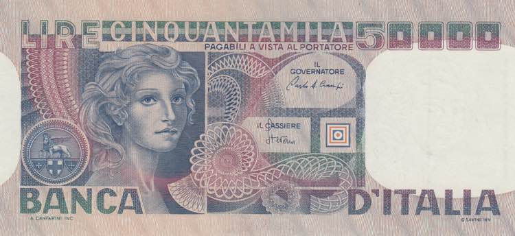 Italy, 50.000 Lire, 1977, XF, p107