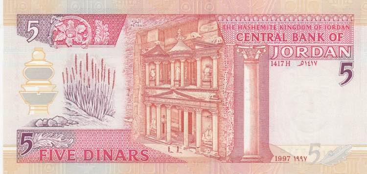 Jordan, 5 Dinars, 1997, UNC, p30b