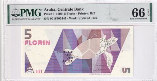 Aruba, 5 Florin, 1990, UNC, p6