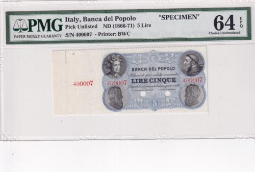 Italy, 5 Lire, 1866/1871, UNC, ... 