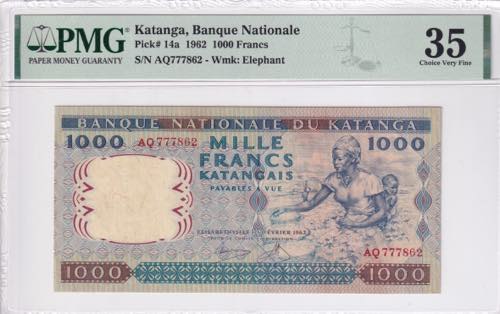 Katanga, 1.000 Francs, 1962, VF, ... 
