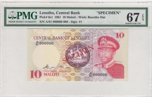Lesotho, 10 Maloti, 1981, UNC, ... 