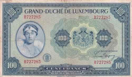 Luxembourg, 100 Frang, 1944, VF, ... 