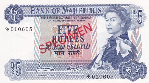 Mauritius, 5 Rupees, 1967, UNC, ... 