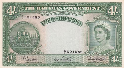 Bahamas, 4 Shillings, 1953, UNC, ... 