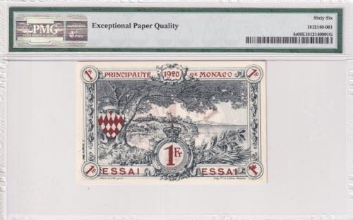 Monaco, 1 Franc, 1920, UNC, p4s, ... 