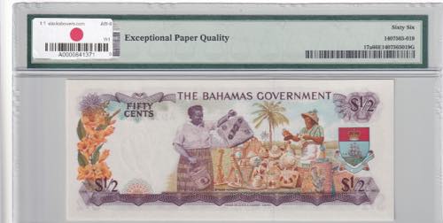 Bahamas, 1/2 Dollar, 1965, UNC, ... 