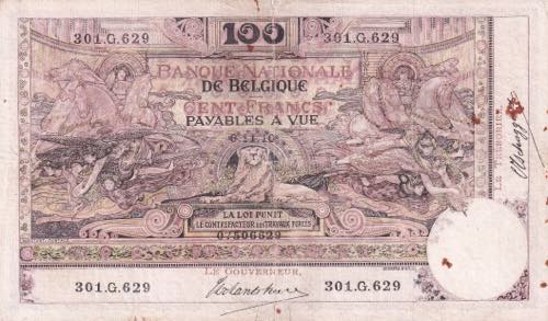 Belgium, 100 Francs, 1910, FINE, ... 