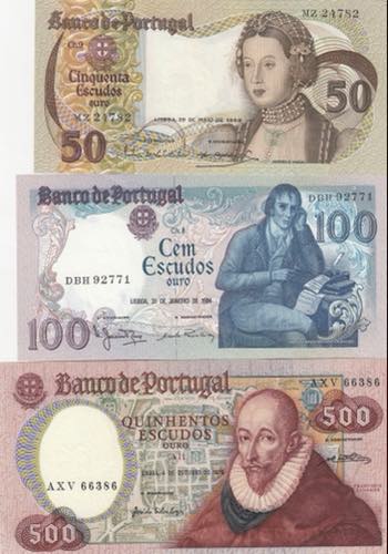 Portugal, 50-100-500 Escudos, ... 