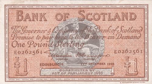 Scotland, 1 Pound, 1946, XF(+), p96