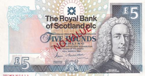 Scotland, 5 Pounds, 1987, UNC, ... 