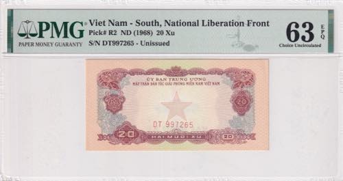 South Viet Nam, 20 Xu, 1968, UNC, ... 