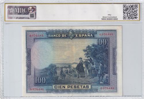 Spain, 100 Pesetas, 1928, AUNC, ... 