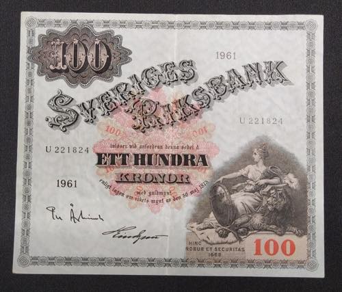 Sweden, 100 Kronor, 1961, XF, p48c