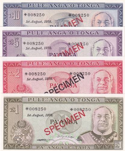 Tonga, 1-2-5-10 Paanga, 1978, ... 