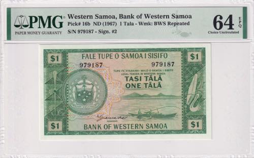 Western Samoa, 1 Tala, 1967, UNC, ... 
