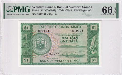 Western Samoa, 1 Tala, 1967, UNC, ... 