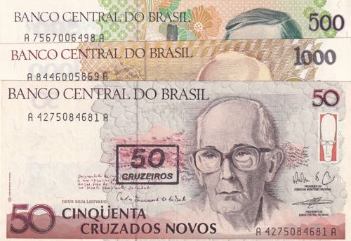 Brazil, 50-500-1.000 Cruzeiros, ... 