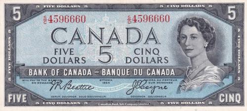 Canada, 5 Dollars, 1954, XF, p77a
