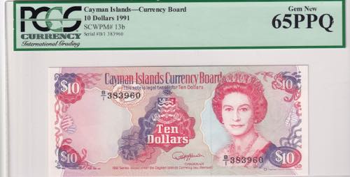 Cayman Islands, 10 Dollars, 1991, ... 