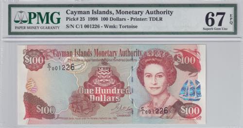 Cayman Islands, 100 Dollars, 1998, ... 