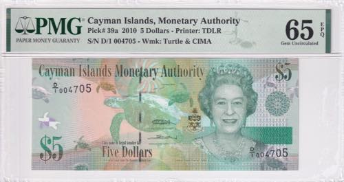 Cayman Islands, 5 Dollars, 2010, ... 