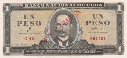Cuba, 1 Peso, 1961, UNC(-), p94s, ... 