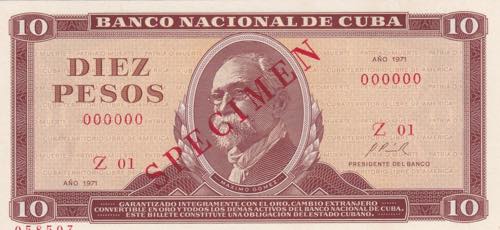 Cuba, 10 Pesos, 1971, UNC, p104s