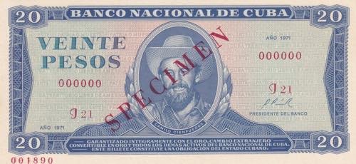 Cuba, 20 Pesos, 1971, UNC, p105s, ... 