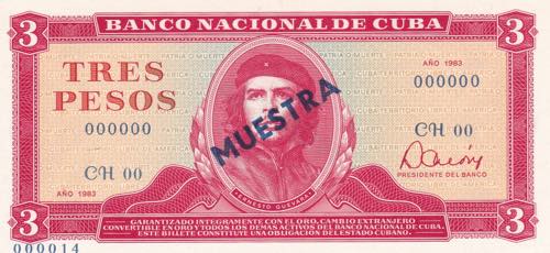Cuba, 3 Pesos, 1983, UNC, p107as, ... 