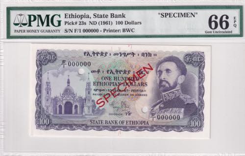 Ethiopia, 100 Dollars, 1961, UNC, ... 