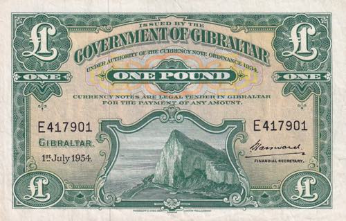 Gibraltar, 1 Pound, 1954, VF(+), ... 