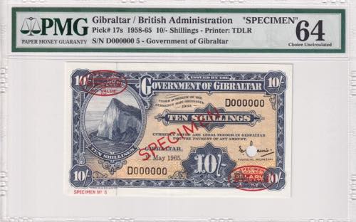 Gibraltar, 10 Shilings, 1958/1965, ... 