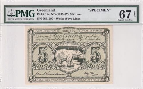 Greenland, 5 Kroner, 1953/67, UNC, ... 