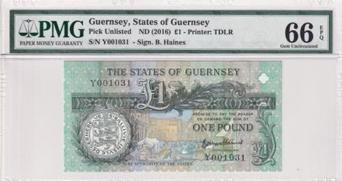 Guernsey, 1 Pound, 2016, UNC, pNew