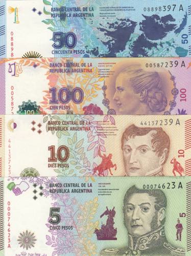 Argentina, 5-10-50-100 Pesos, ... 