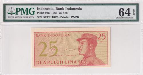 Indonesia, 25 Sen, 1964, UNC, p93a