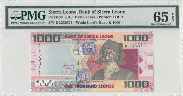 PMG 65 EPQ, Bank of Sierra Leone