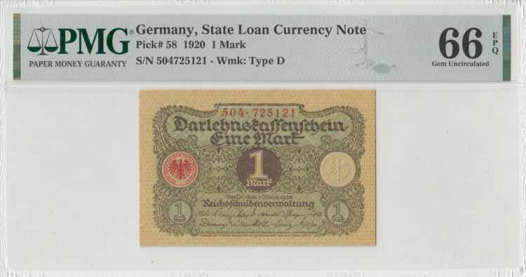 PMG 66 EPQ, State Loan Currency ... 