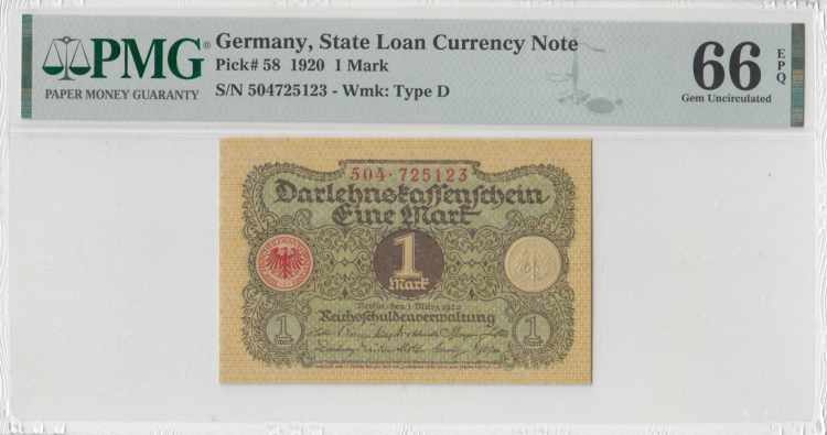 PMG 66 EPQ, State Loan Currency ... 